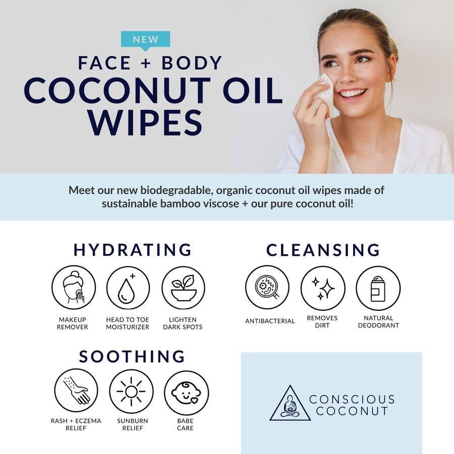 Conscious Coconut Organic Coconut Oil Wipes (25 Count)