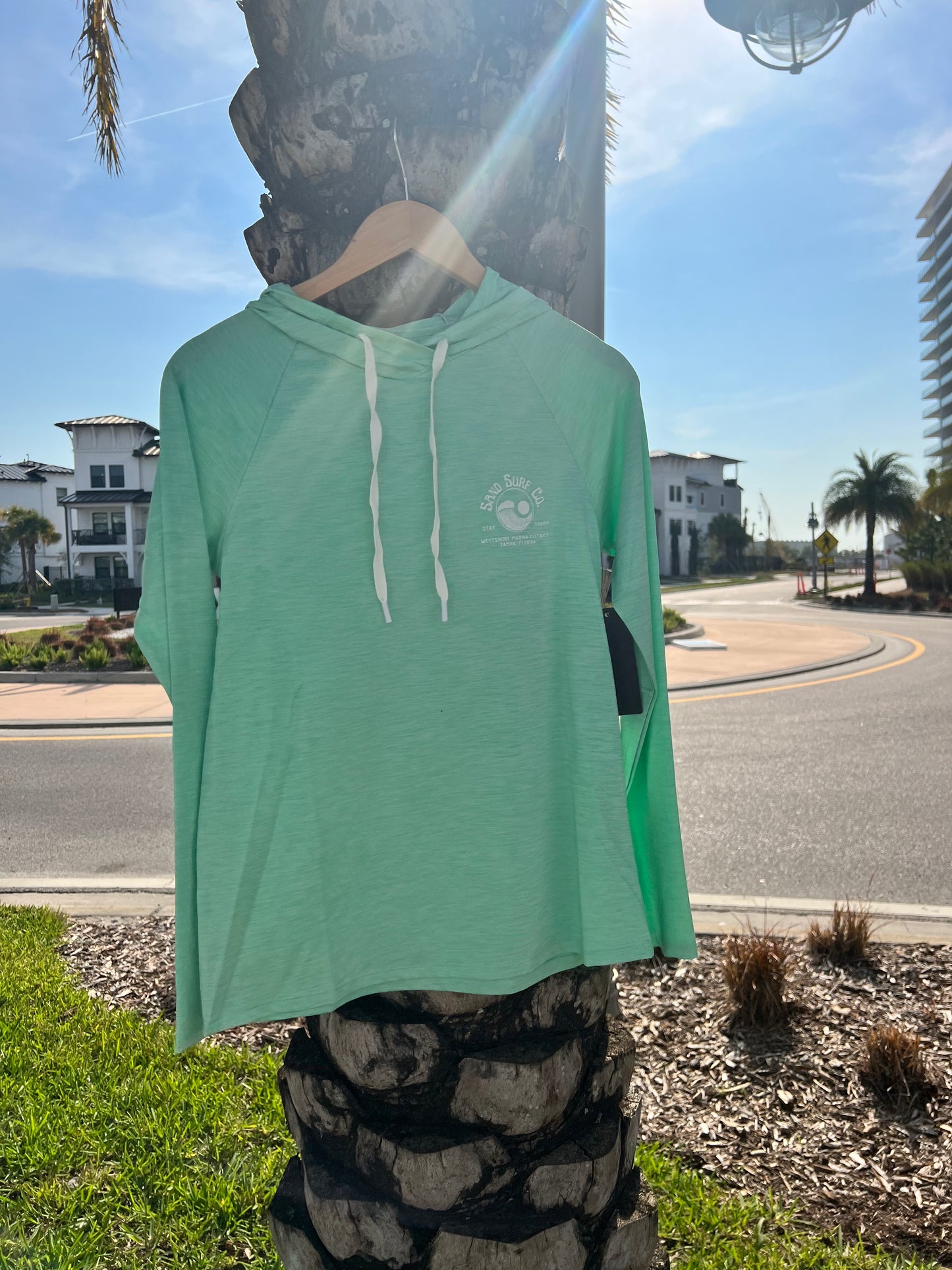 Sand Surf Co. Yin Yang Helm UPF 50 Hooded UV Shirt - Heather Mint