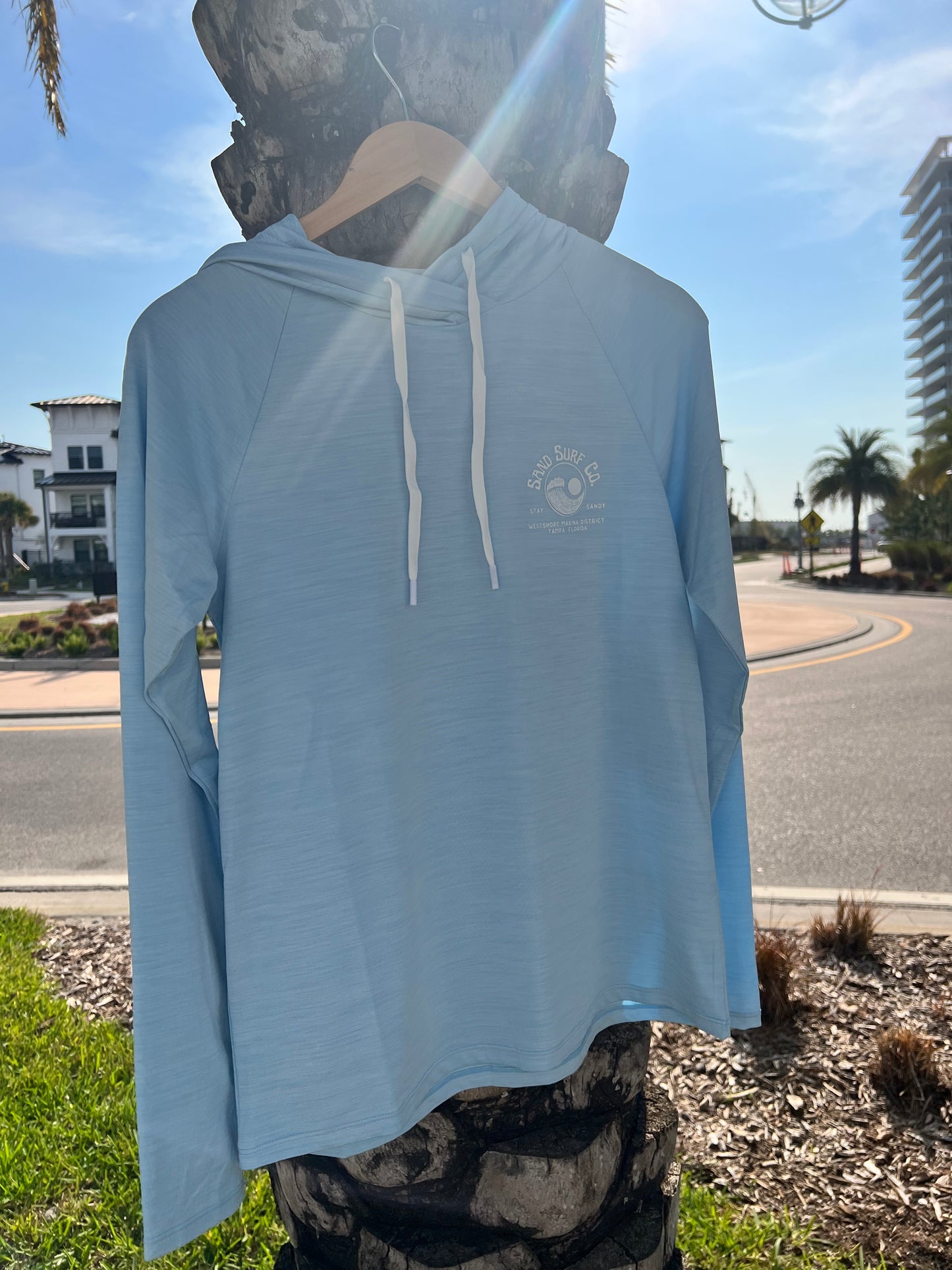 Sand Surf Co. Yin Yang Helm UPF 50 Hooded UV Shirt - Heather Blue