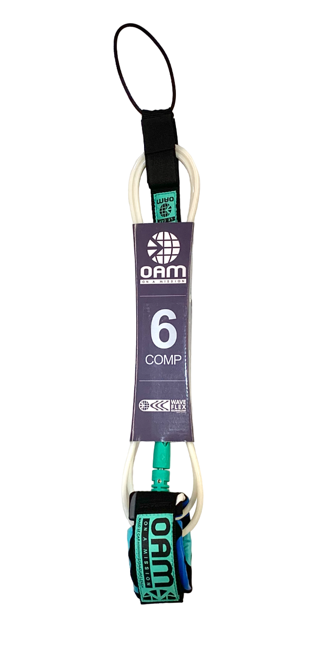 OAM 6' Comp Leash - Maud La Car White & Blue Zebra