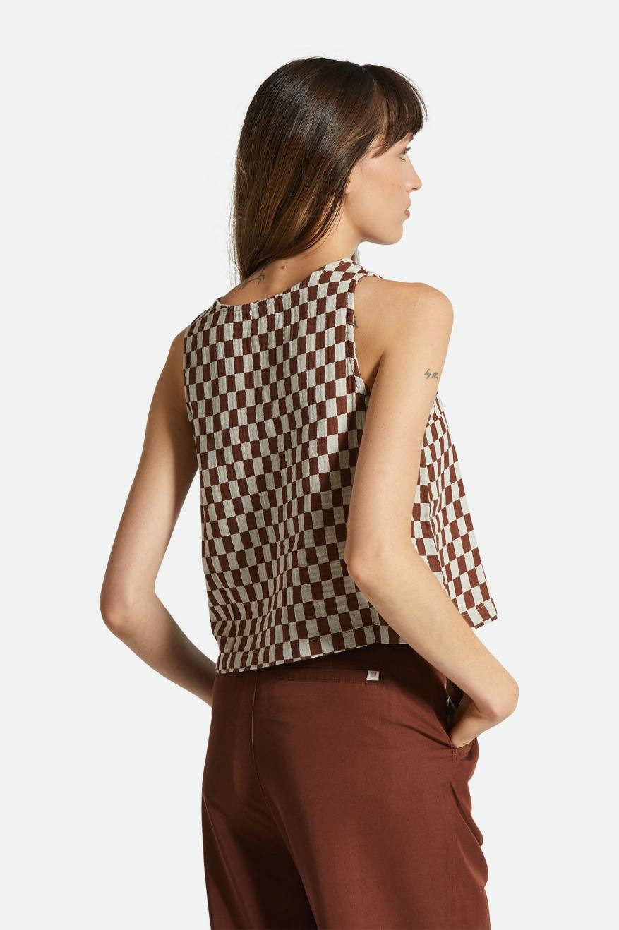 Brixton Mykonos Small Check Tank - Sepia