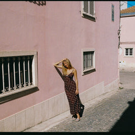 Rhythm Polka Dot Bias Midi Dress - Cafe