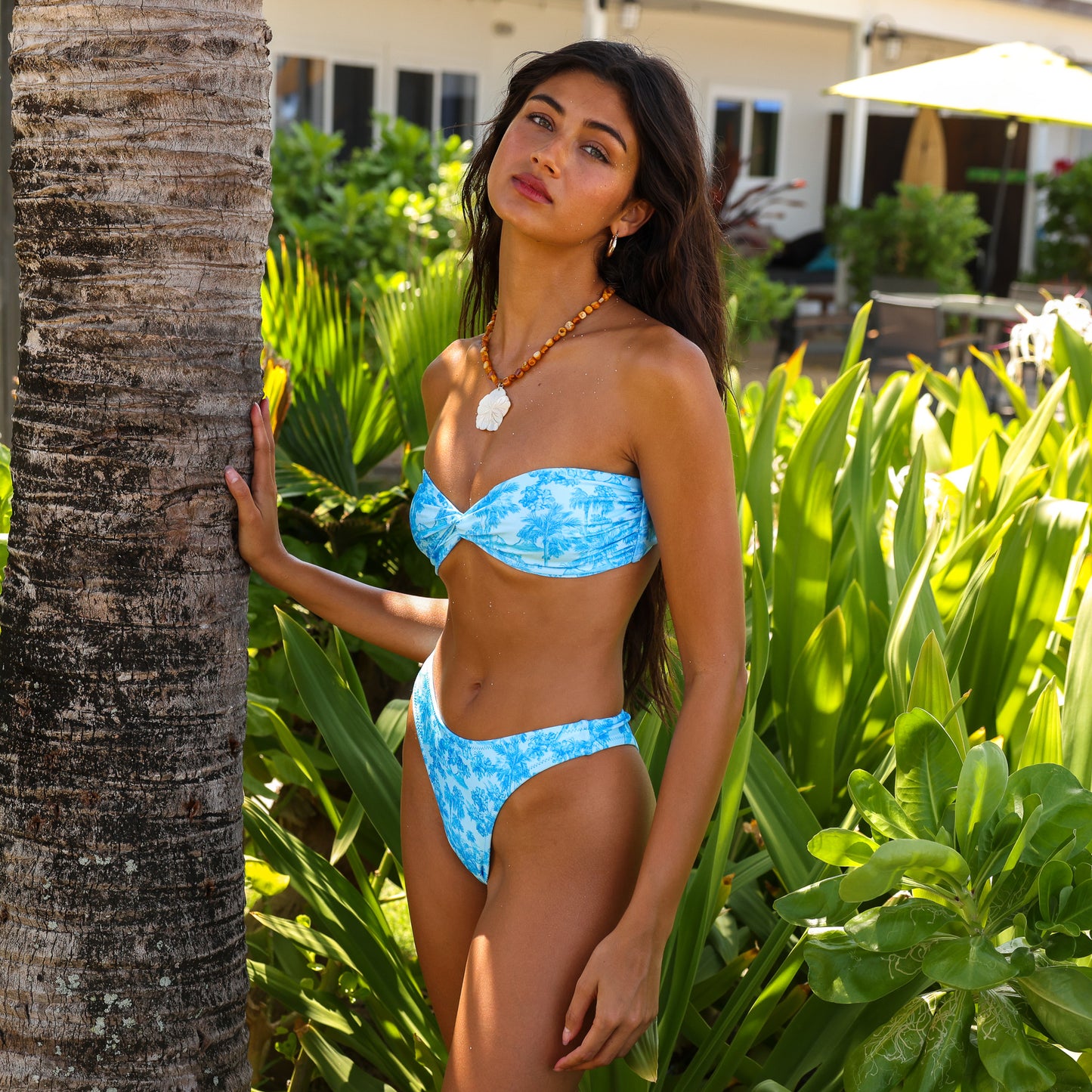 Kulani Kinis Twist Bandeau Bikini Top - Ocean Paradise (Hibiscus Stereo Collection)