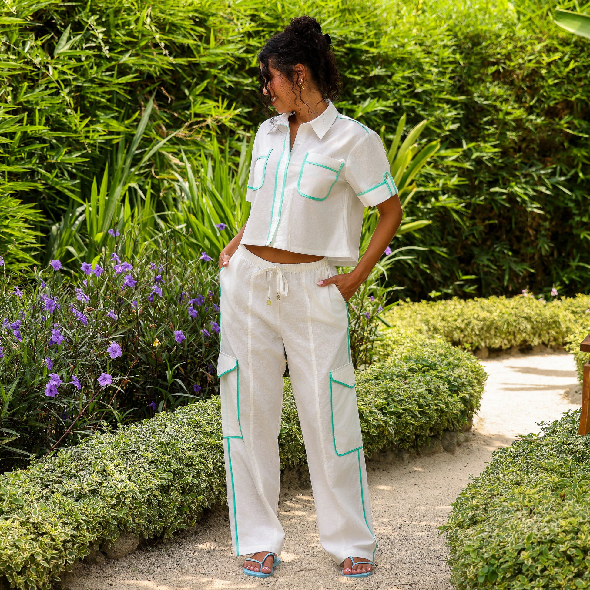 Kulani Kinis Essential Cargo Pants - Crystal Tides (Wild Honey Collection) by Kulani Kinis