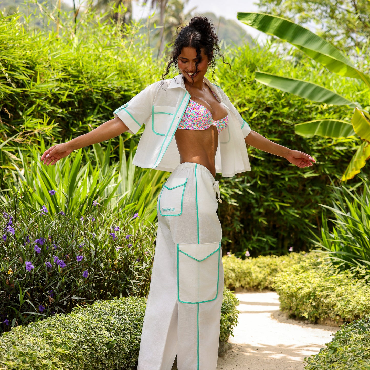 Kulani Kinis Essential Cargo Pants - Crystal Tides (Wild Honey Collection)