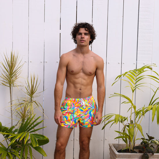 Kulani Kinis Mens 4" Stretch Swim Trunks - Tropical Illusion (Stolen Hearts Collection)