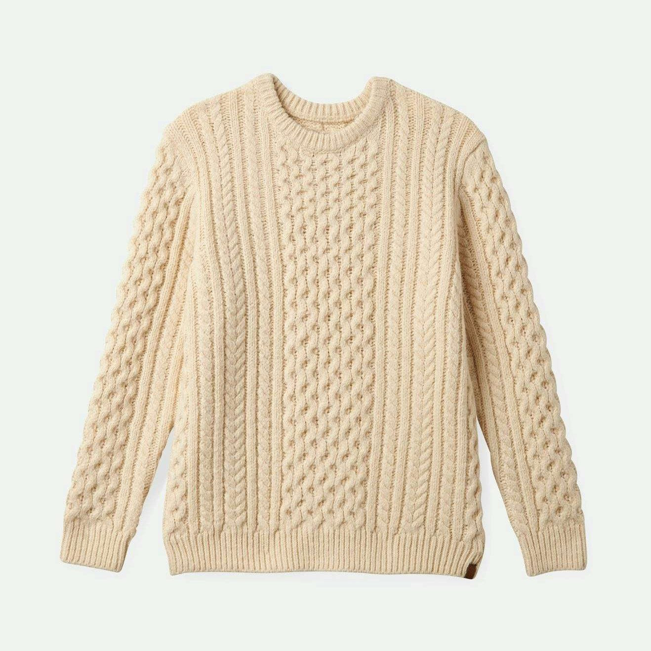 Brixton Classic Fisherman Cable Knit Sweater - Oatmeal