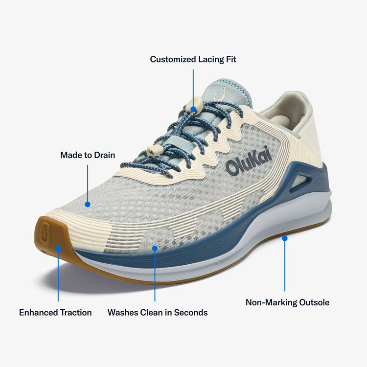 Olukai Ahi Men’s Performance Marine Shoe - Blue Pearl & White Sand