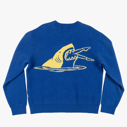 Duvin Shark Bite Crew Knit Sweater - Blue