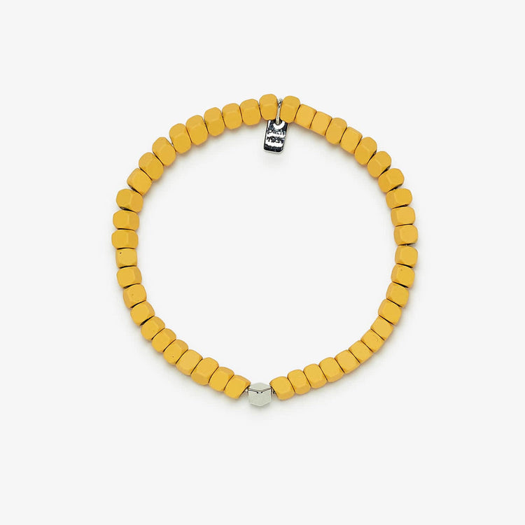 Pura Vida Bracelets Coated Hematite Stretch Bracelet - Yellow