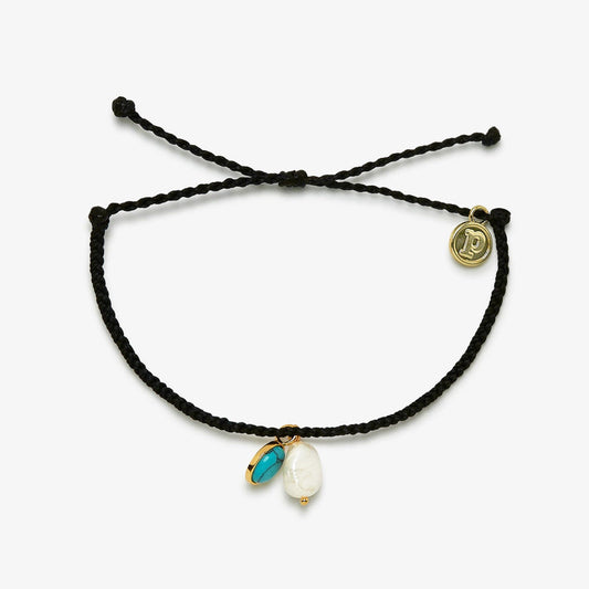 Pura Vida Bracelets Pearl & Turquoise Charm Bracelet - Black