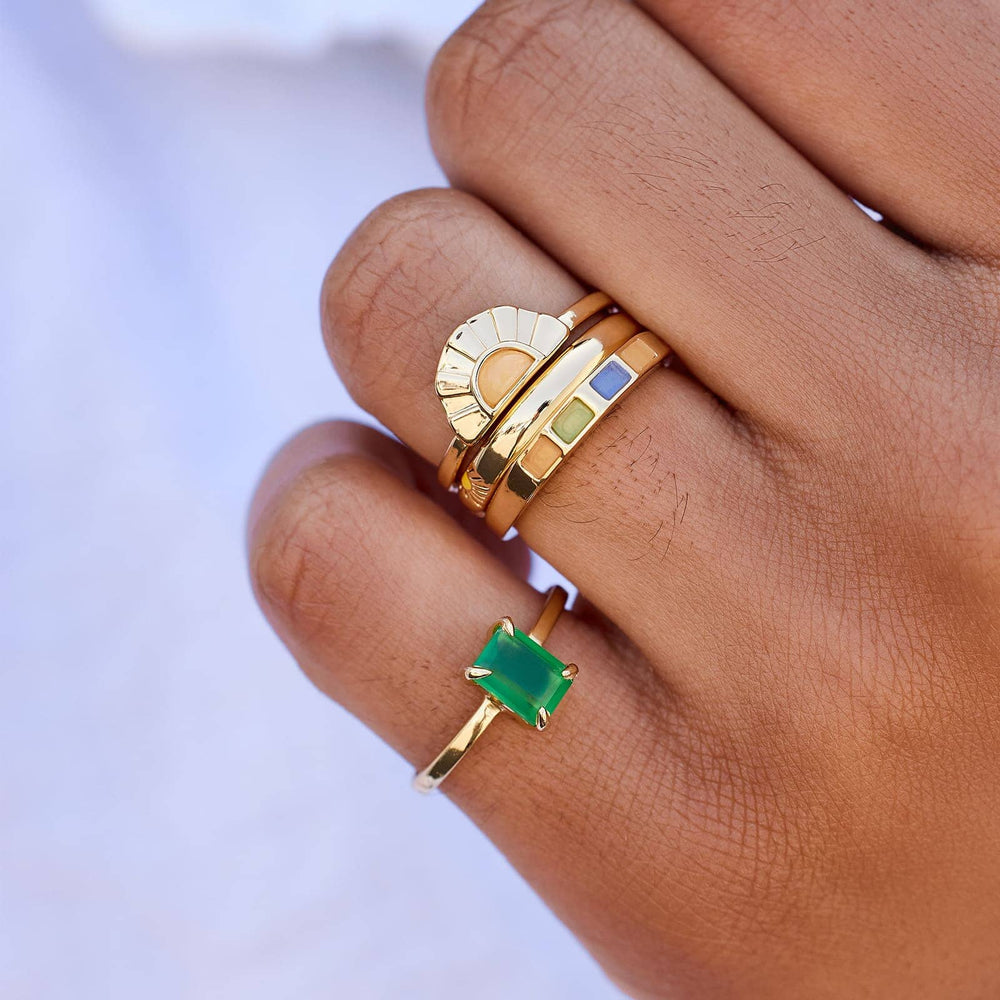 Pura Vida Bracelets Emerald Statement Ring - Gold