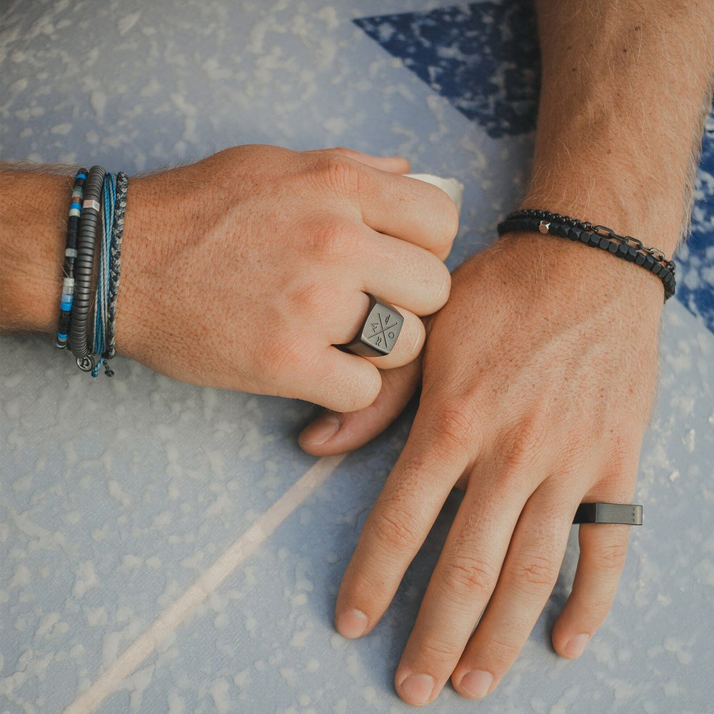 Pura Vida Bracelets Mens Coated Hematite Stretch Bracelet - Olive