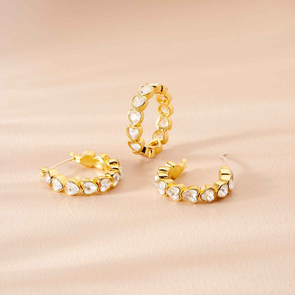 Pura Vida Bracelets Stone Heart Hoop Earrings - Gold