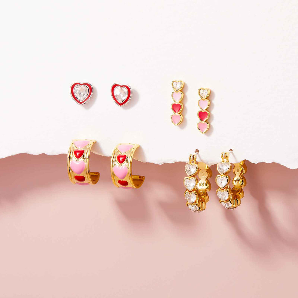 Pura Vida Bracelets Stone Heart Hoop Earrings - Gold
