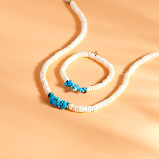 Pura Vida Bracelets Puka Shell & Turquoise Chip Choker Necklace