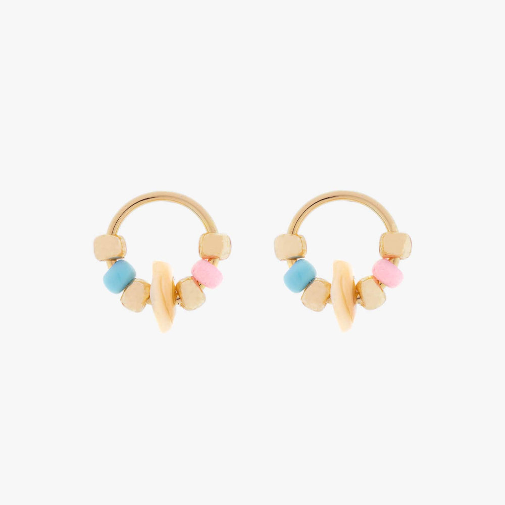 Pura Vida Seed Bead and Shell Stud Earrings - Gold