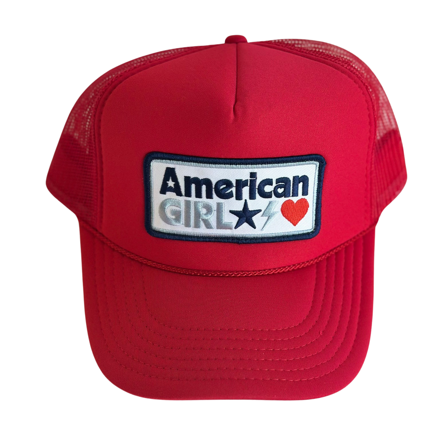 Local Beach American Girl Patch Trucker Hat - Red