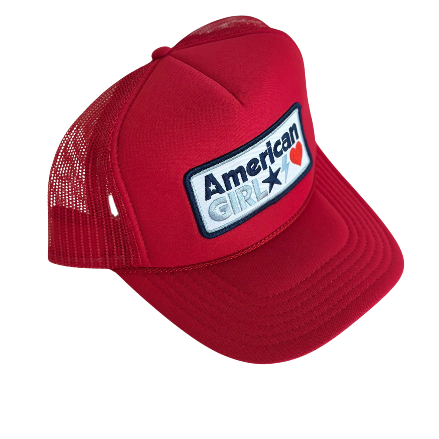 Local Beach American Girl Patch Trucker Hat - Red