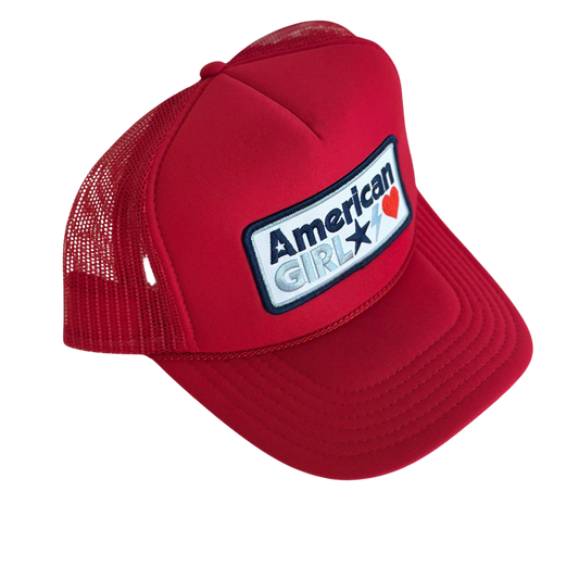 Local Beach American Girl Patch Trucker Hat - Red