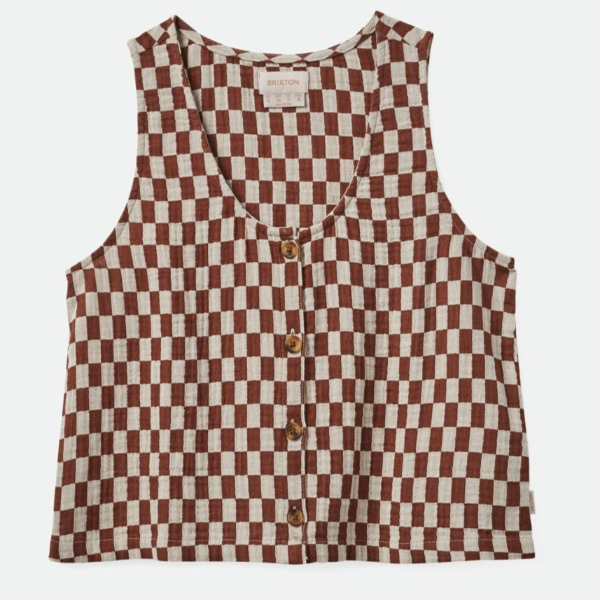 Brixton Mykonos Small Check Tank - Sepia