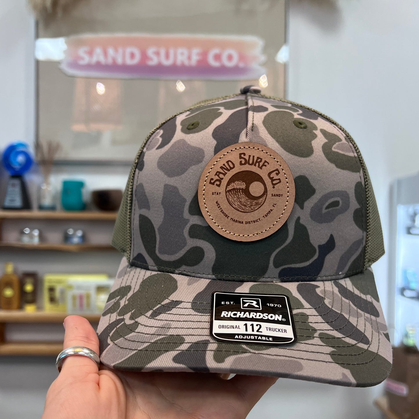 Sand Surf Co. Richardson Yin Yang Leather Patch Trucker Hat - Camo