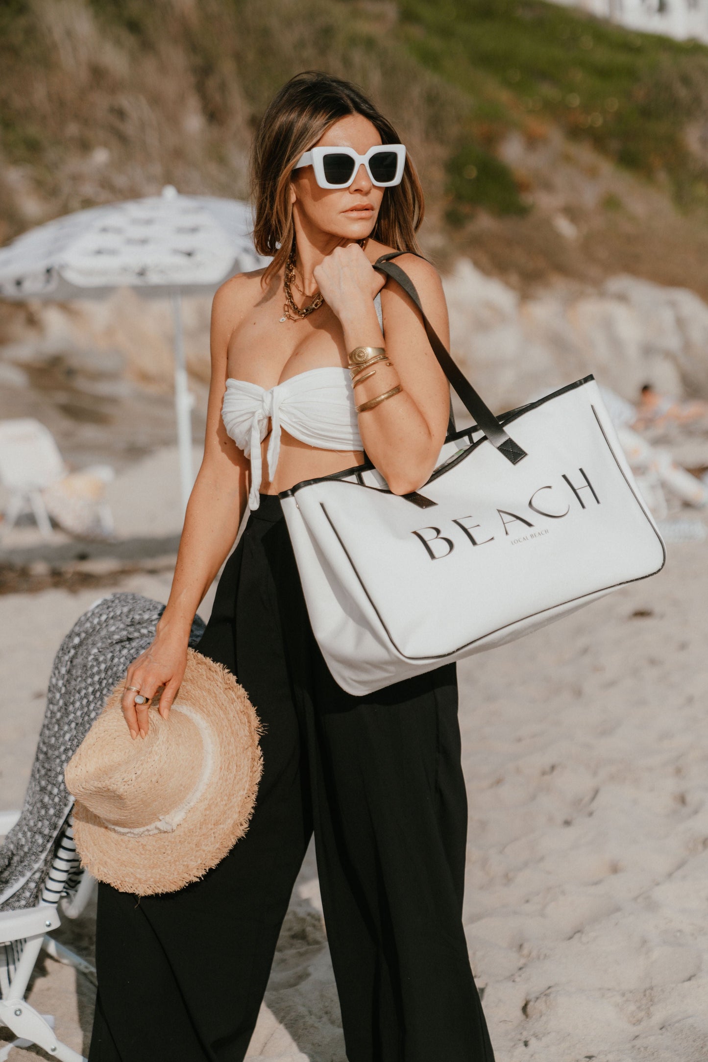 Local Beach Beach Canvas Tote - White