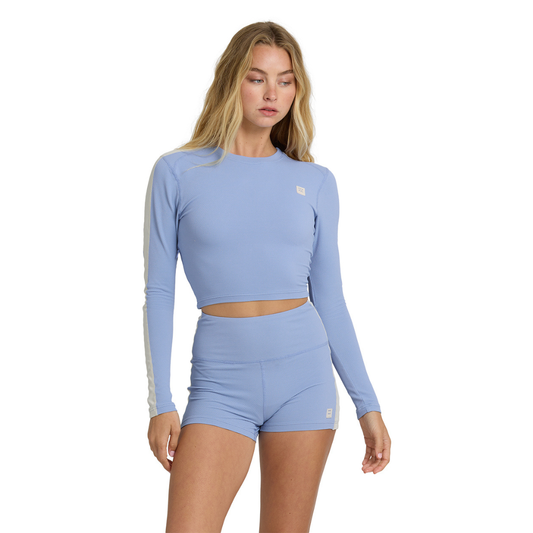 Billabong Paddle Pusher Cropped Long Sleeve Rash Guard - French Blue
