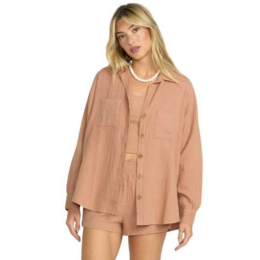Billabong Sweet Swell Long Sleeve Shirt - Rose Brown