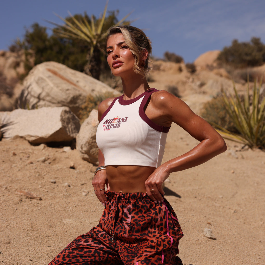Kulani Kinis Bind Crop Tank Top - Wild West (Stardust Ranch Collection)