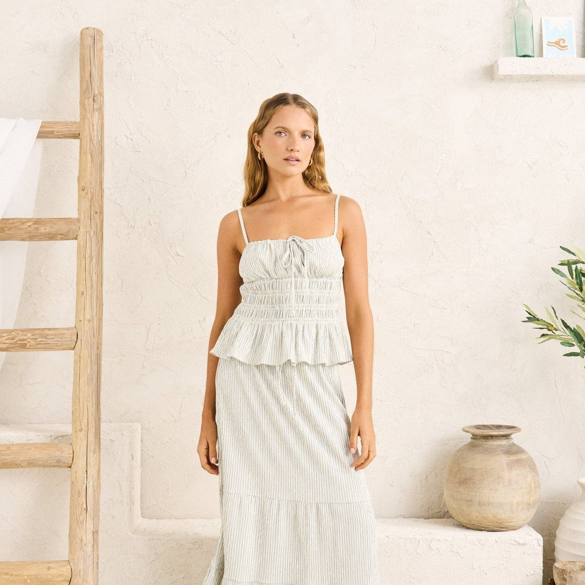 Rhythm Driftwood Stripe Top - Cream
