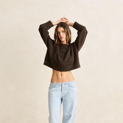 Rhythm Estelle Fluffy Knit Cardigan - Chocolate