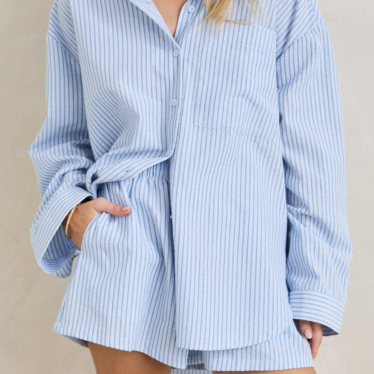 Rhythm Overswim Stripe Shirt - Blue
