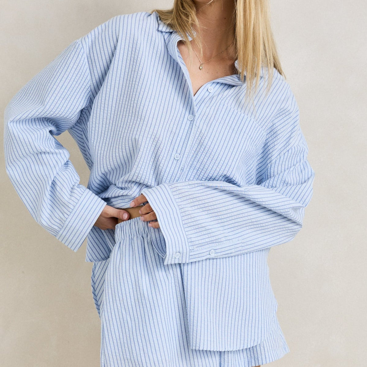 Rhythm Overswim Stripe Shirt - Blue by Rhythm - Blue