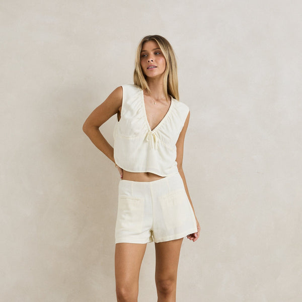 Rhythm Del Rio Gathered Top - White by Rhythm - White