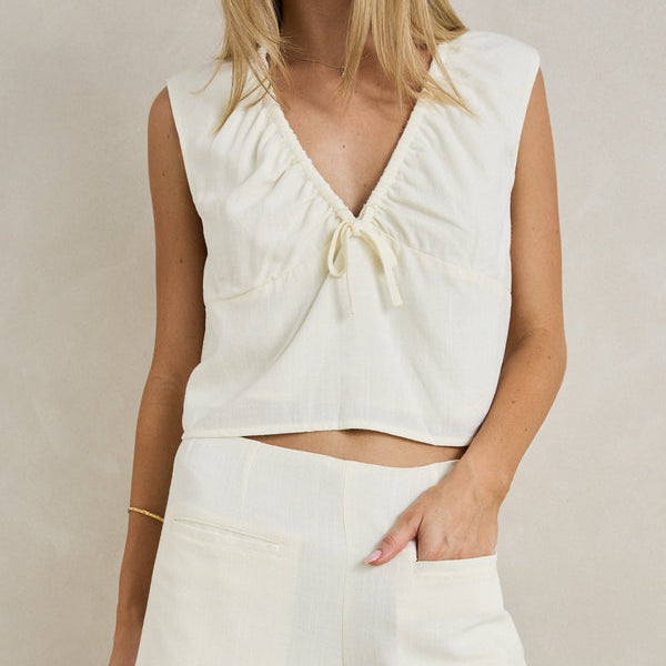 Rhythm Del Rio Gathered Top - White by Rhythm - White