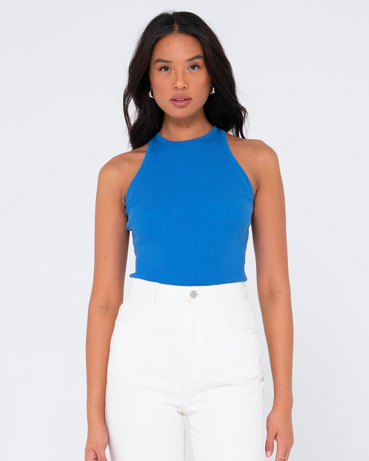 Rusty Charis Ribbed Tank - Dazzling Blue