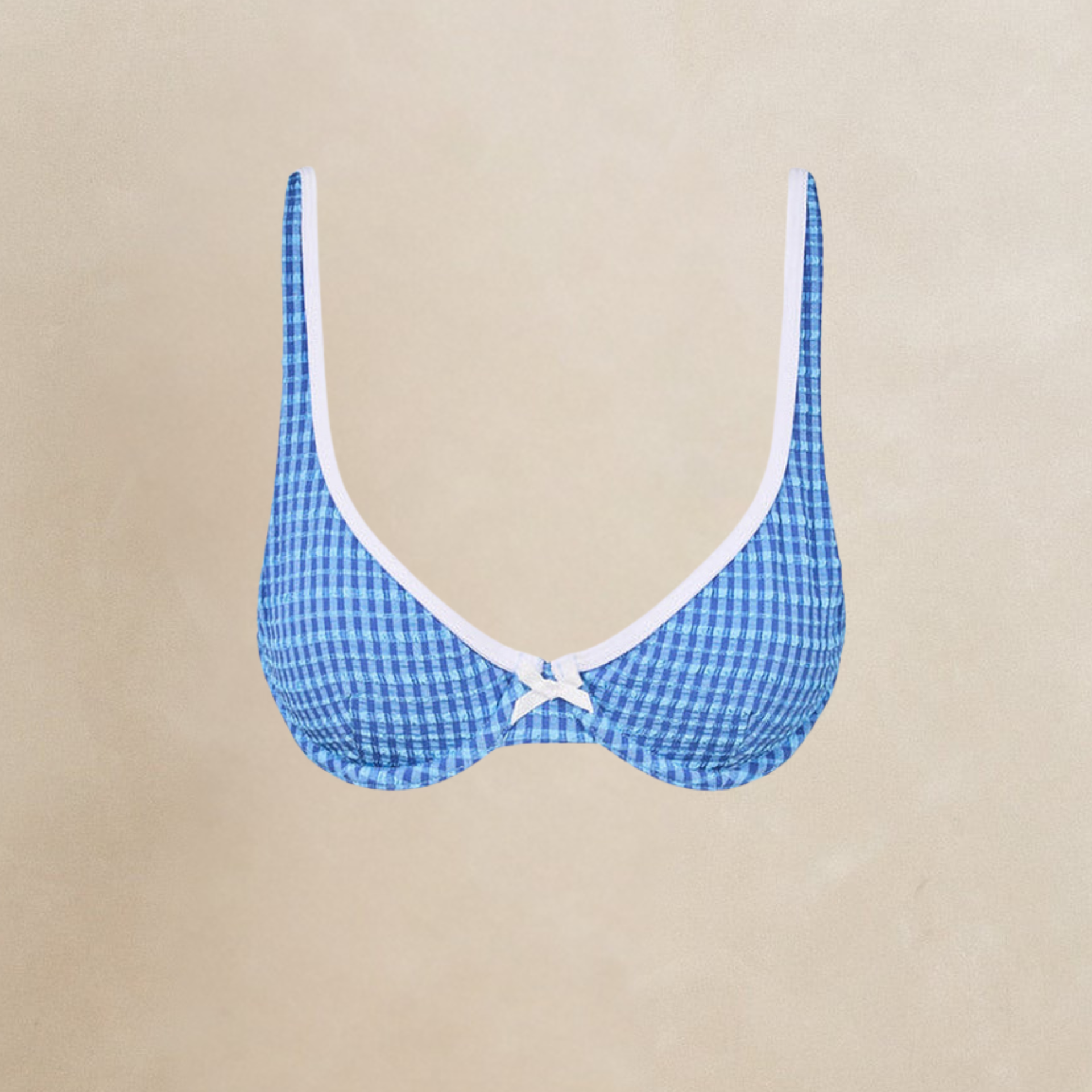 Rhythm Lola Check Underwire Top - Blue Gingham Bikini Top – Sand