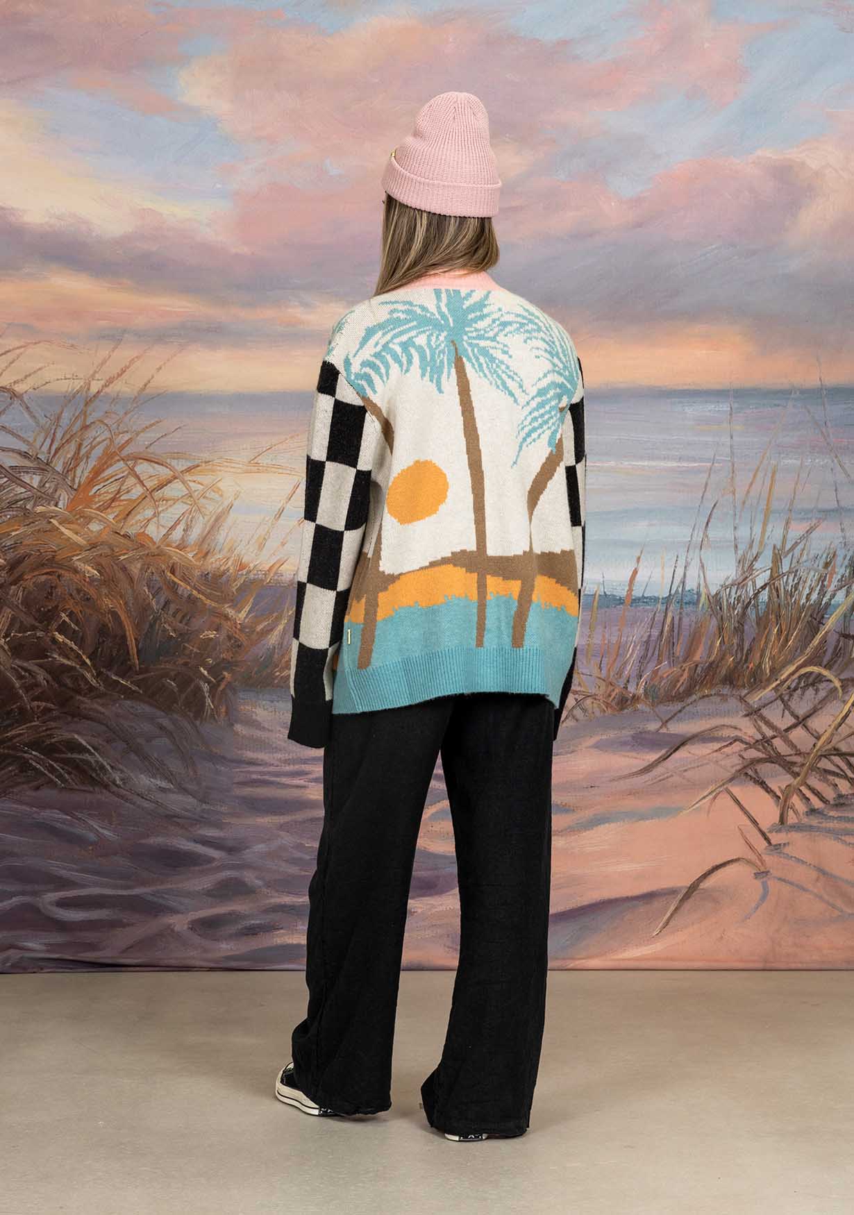 Duvin Tropical Cardigan Sweater - White