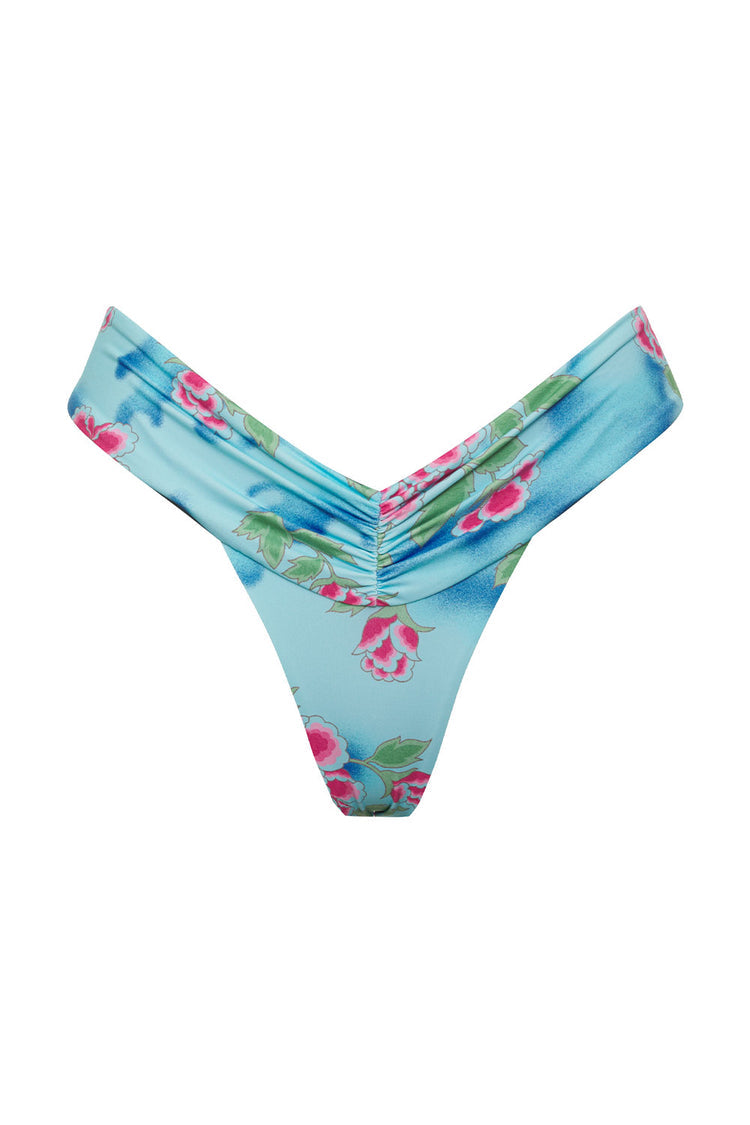 Frankies Bikinis Dexter Floral Thong Bikini Bottom - Blue Daiquiri ...