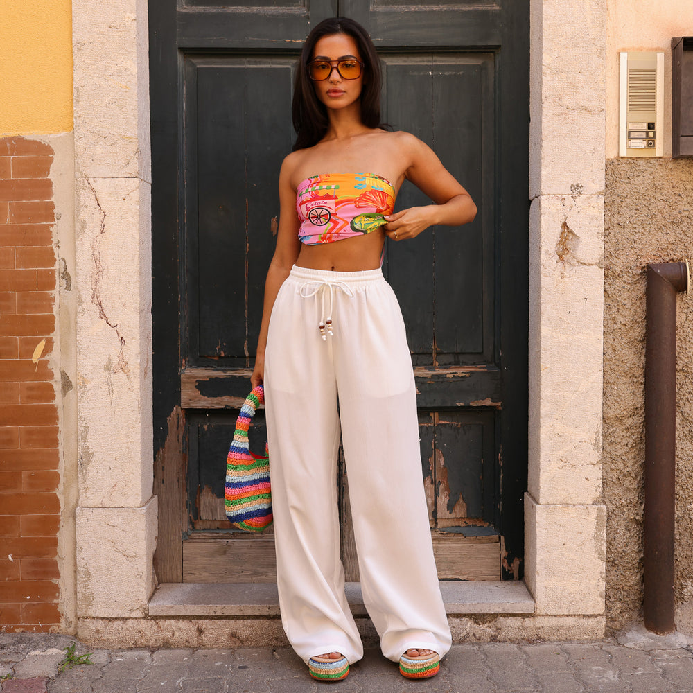 Kulani Kinis Draw String Summer Pants - Whipped White (Sunlit Mischief Collection)