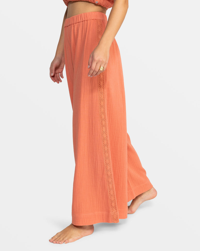 Roxy Golden Tropic Wide Leg Beach Pants - Apricot Brandy