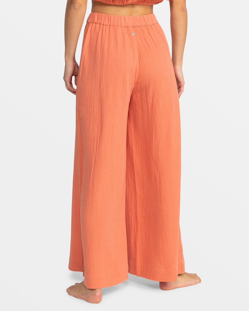 Roxy Golden Tropic Wide Leg Beach Pants - Apricot Brandy