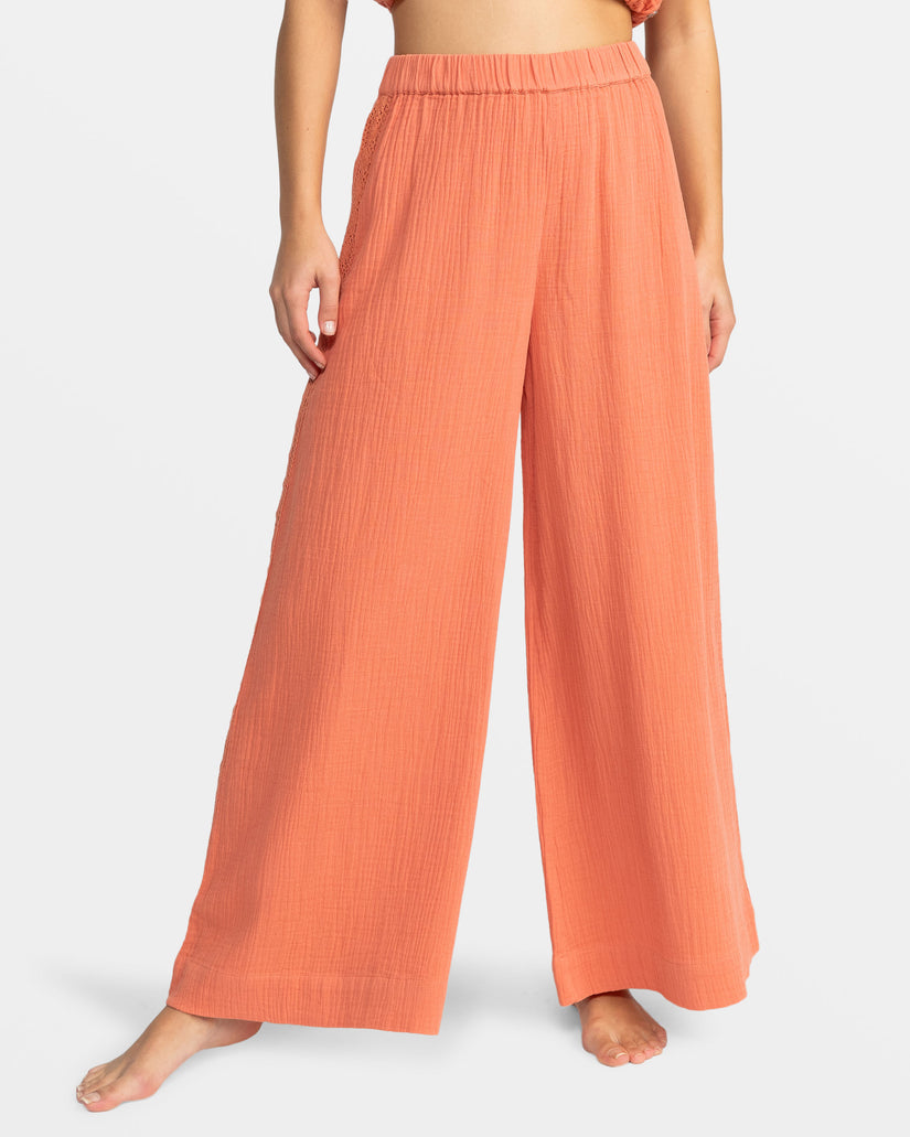 Roxy Golden Tropic Wide Leg Beach Pants - Apricot Brandy