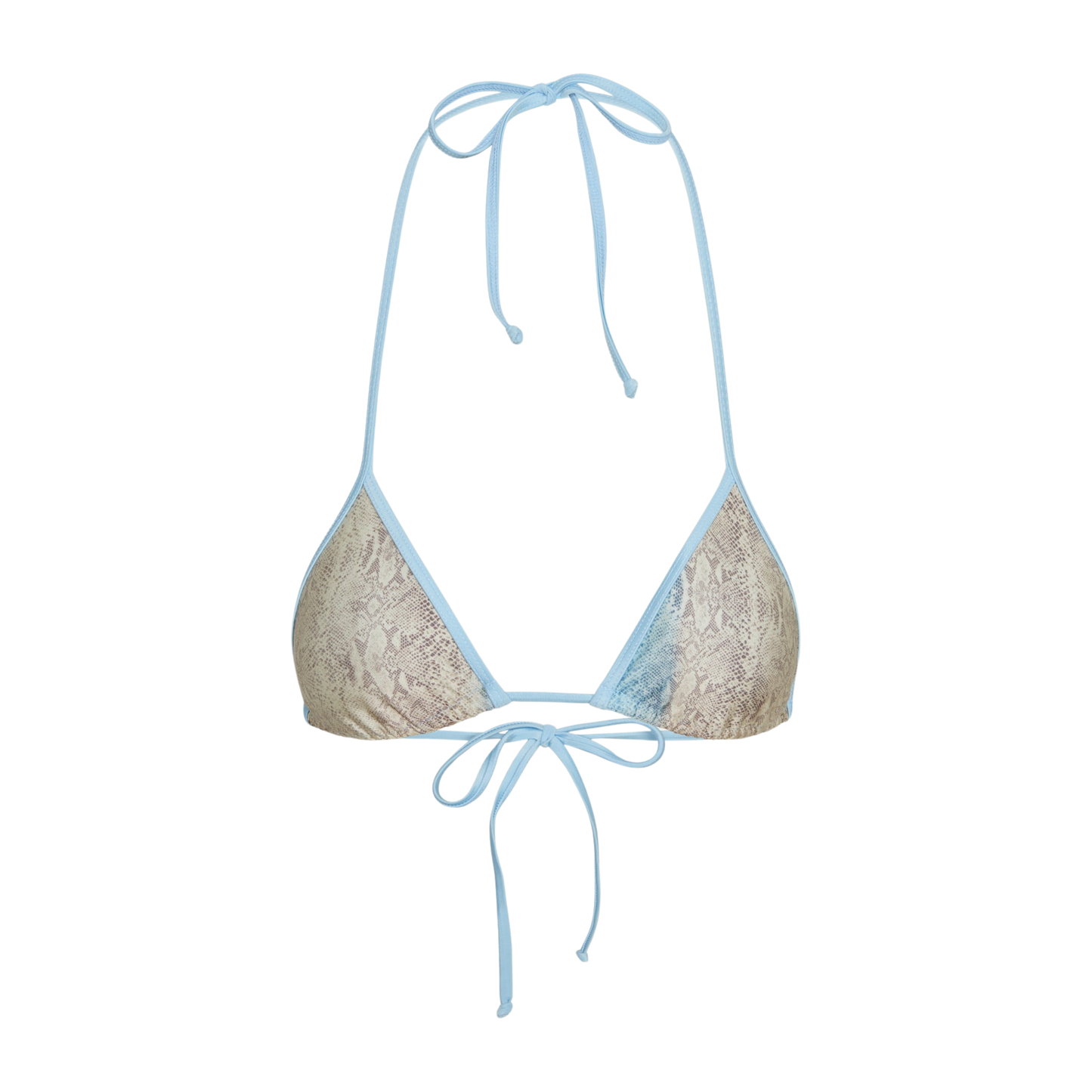 Frankies Bikinis Nick Satin Triangle Bikini Top - Blue Python