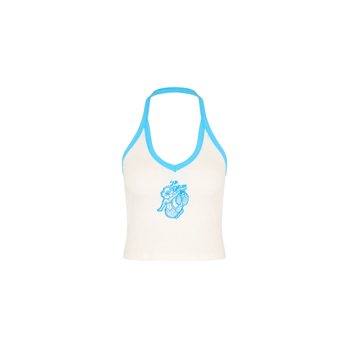 Kulani Kinis Embroidered Dip Halter Tank - Sun Drunk by Kulani Kinis