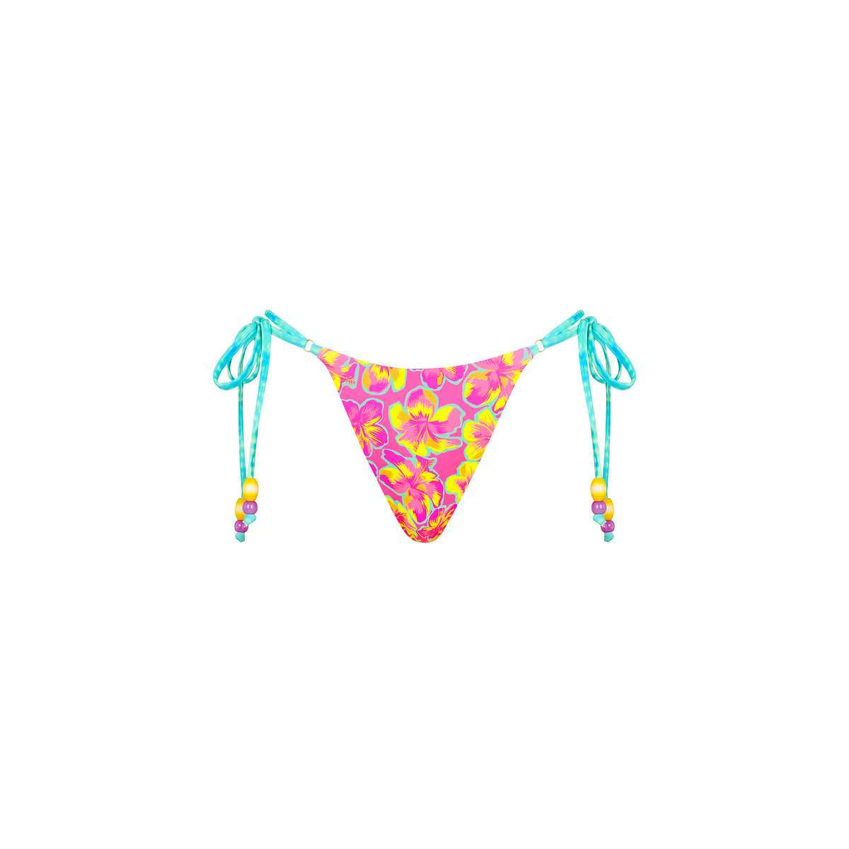 Kulani Kinis Decorative Thong Tie Side Bikini Bottom - Sun Pop (Espresso Island Collection)
