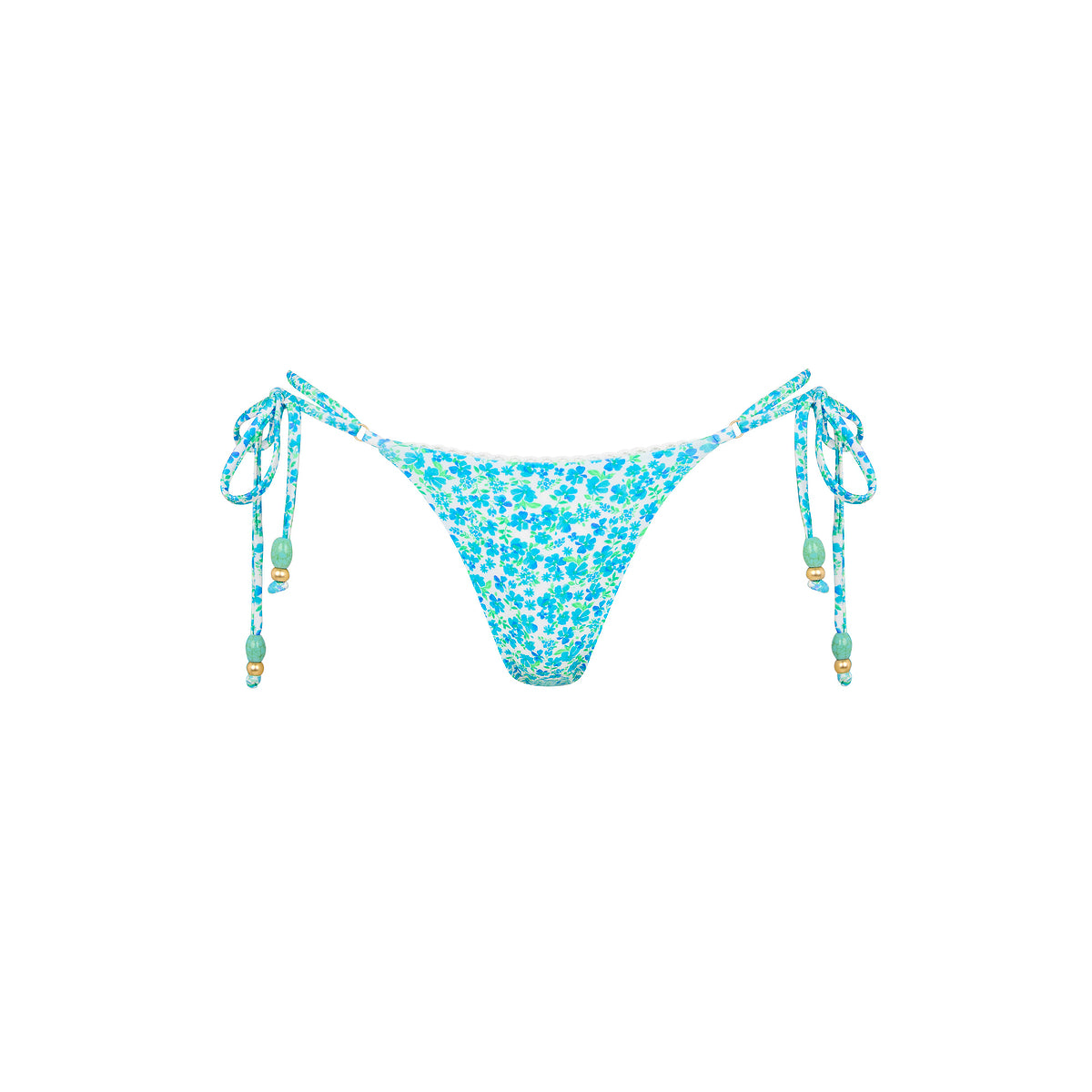Kulani Kinis Decorative Thong Tie Side Bikini Bottom - Ocean Aura (Espresso Island Collection)