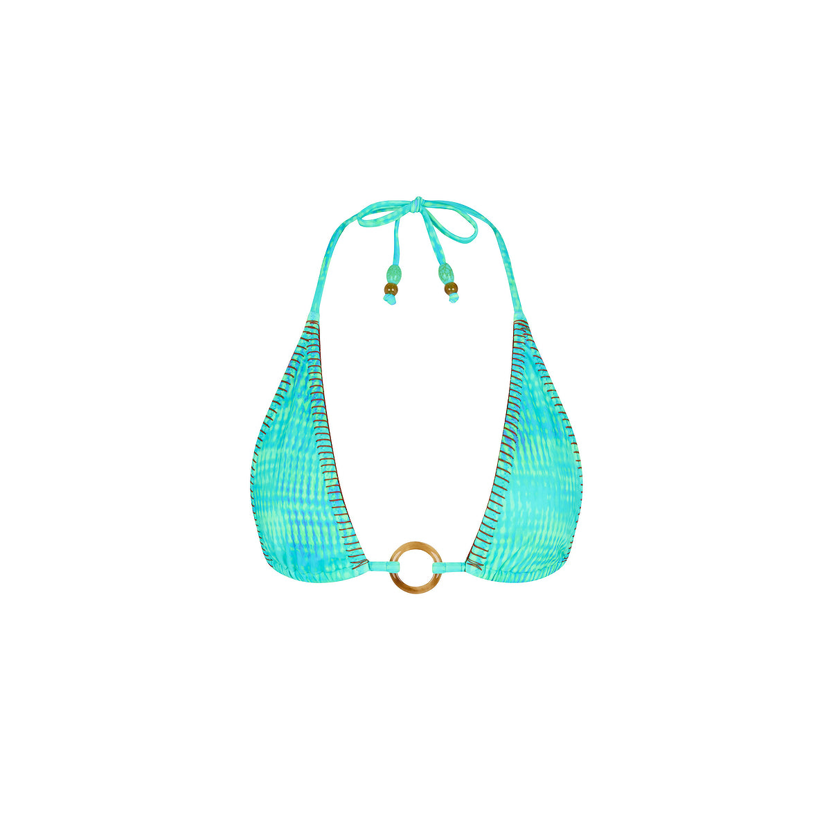 Kulani Kinis Lace Stitch Ring Halter Bikini Top - Summer Seas (Espresso Island Collection) by Kulani Kinis