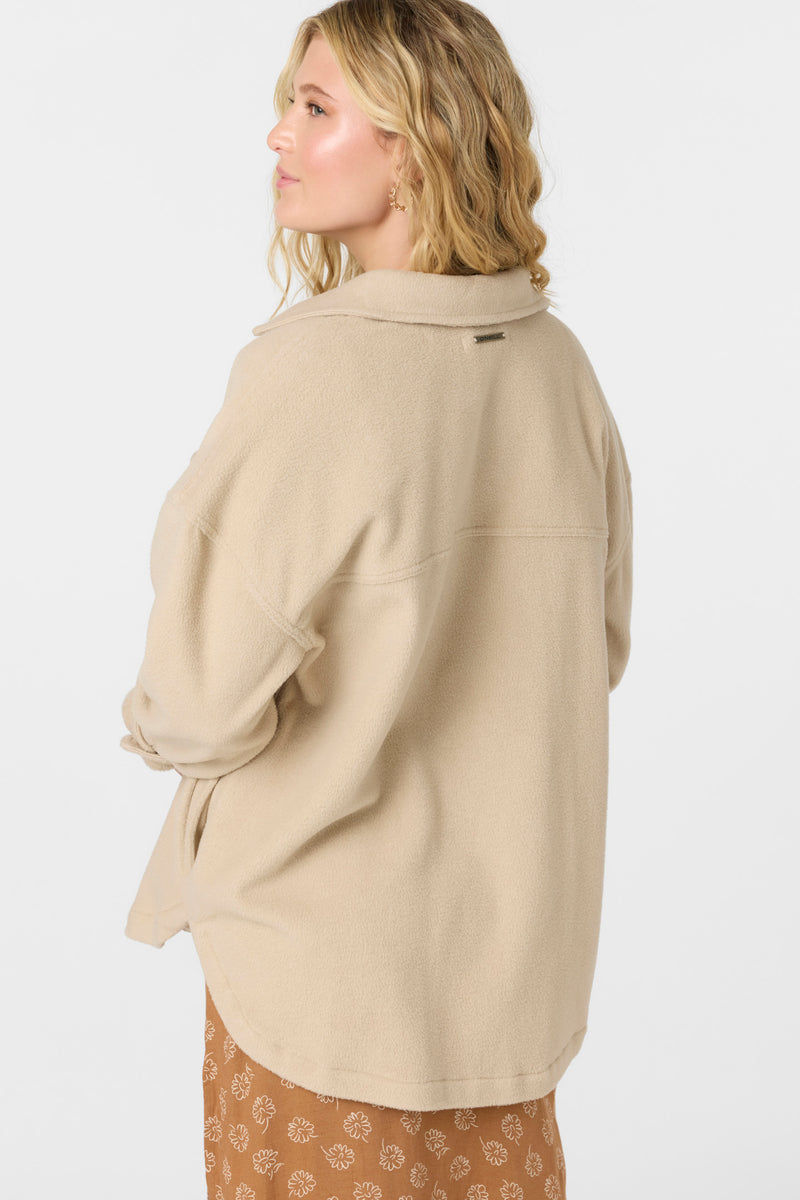 O'Neill Rune Solid Superfleece Oversized Fit Shacket - Cement